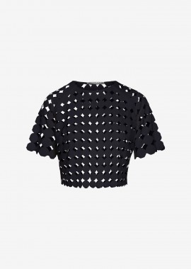 Cropped T-shirt with Reglan Sleeves in Black