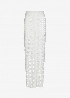 Maxi Skirt with Front Slit in White