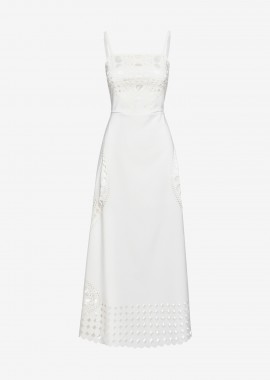 Midi A-Line Dress in White