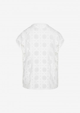 T-Shirt with Laser-Cut Print at Back in White