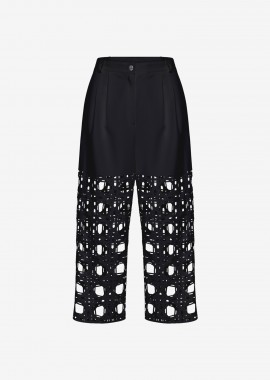 Pleated Cropped Pants in Black