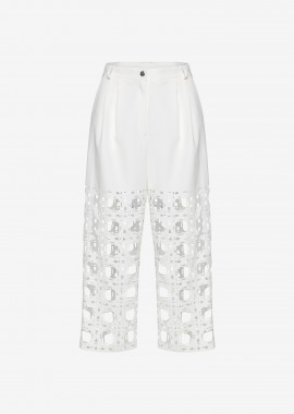 Pleated Cropped Pants in White