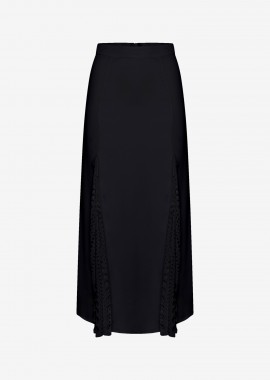 Cutcuutur - Long Skirt with Mesh Details in Black