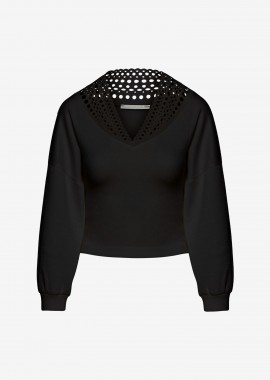 Sweater with V-Neckline in Black