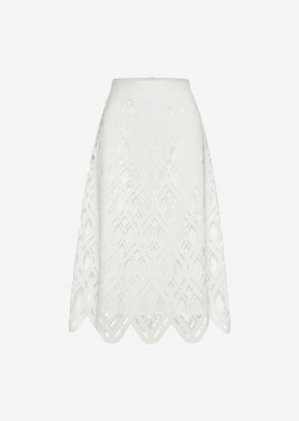 Cutcuutur - Midi A-Line Skirt in White