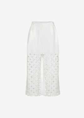 Cropped Pleated Pants in White
