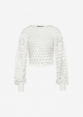 Cropped Long-Sleeved Top in White