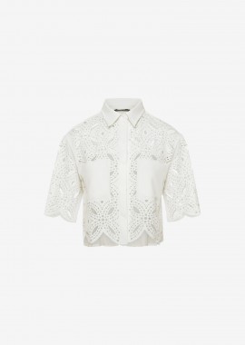 Cutcuutur - Cropped Short-Sleeved Shirt in White