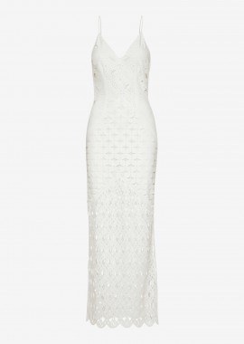 Cutcuutur - Paneled Maxi Dress in White