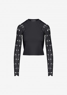 Cropped Long-Sleeved Top in Black