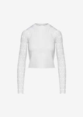 Cropped Long-Sleeved Top in White