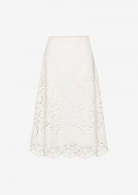 Midi A-Line Skirt in White