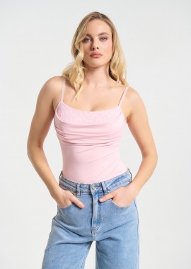 Κορμάκι Ντραπέ Με Cups & Δαντέλα