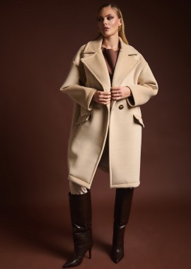 Παλτό με Υφή Scuba & Oversized Γραμμή