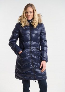 Μπουφάν Μακρύ Puffer Με Αποσπώμενη Γούνα & Κουκούλ