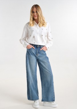 Τζιν Wide Leg Με Ψηλόμεση Γραμμή