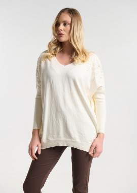 Μπλούζα Με Floral Κέντημα & Παγιέτες Στους Ώμους