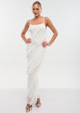 Φόρεμα Maxi Με Βολάν & Στρας