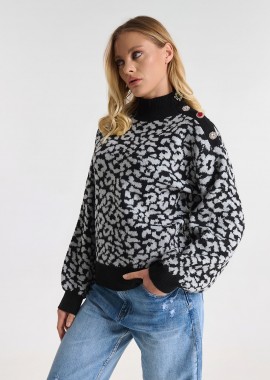 Μπλούζα Πλεκτή Animal Pattern & Κουμπιά
