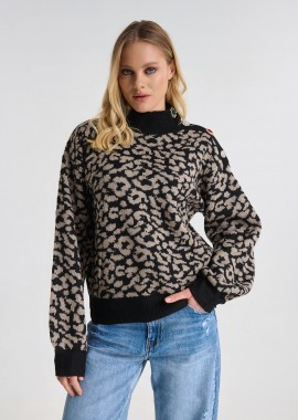 Μπλούζα Πλεκτή Animal Pattern & Κουμπιά
