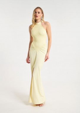 Φόρεμα Maxi Halter Με Δαντέλα & Σκίσιμο