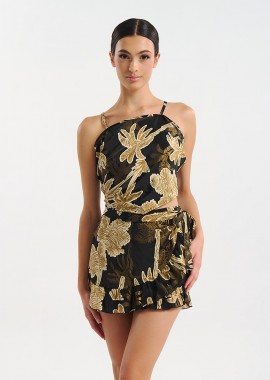 Τοπ BLE Με Δέσιμο & Tropical Print