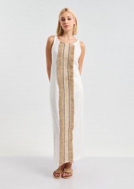 Φόρεμα BLE Maxi Με Ψάθινη Boho Λεπτομέρεια