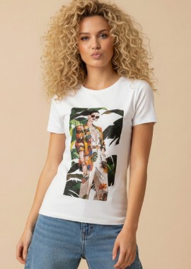 T-Shirt Με Graphic Print Και Στρας DEJAVU