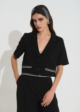 Σακάκι Cropped Κοντομάνικο Με Φουλάρι DEJAVU