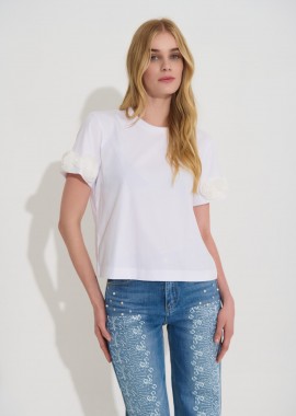 T-Shirt DEJAVU Με Τριαντάφυλλα Στους Ώμους