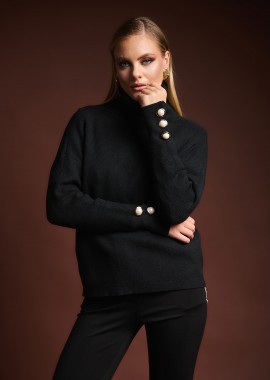 Πλεκτό Ριμπ Ζιβάγκο Με Διακοσμητικά Κουμπιά