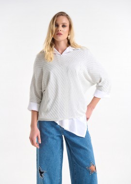 Μπλούζα Πλεκτή Με Λούρεξ Και Διακριτική Λάμψη