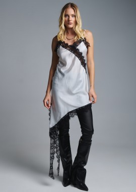 Φόρεμα Σατέν Slip Με Δαντέλα