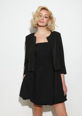 Σακάκι Crop Μπολερό Με Βάτες & Φόδρα