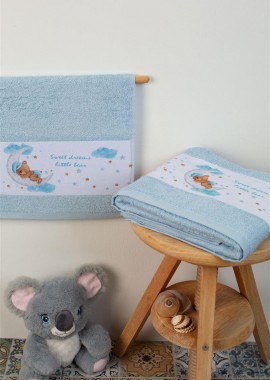 ΠΕΤΣΕΤΑ Με Ψηφιακή Εκτύπωση Σετ 2 τεμ bebe Sweet Dreams 551 30X50,70X140 Σιελ 100% Cotton