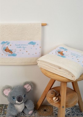 ΠΕΤΣΕΤΑ Με Ψηφιακή Εκτύπωση Σετ 2 τεμ bebe Sweet Dreams 553 30X50,70X140 Εκρού 100% Cotton