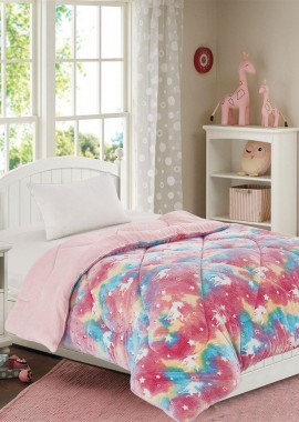 Dimcol - Κουβερτοπάπλωμα φωσφορίζον Unicorn 160X220 Pink 100% Polyester