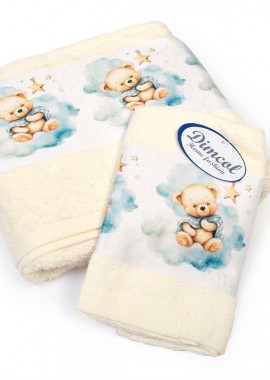 Πετσέτα Σετ 2 τεμ Με Ψηφιακή Εκτύπωση bebe Cute Bear 303 30X50,70X140 Ecru 100% Cotton