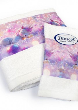 Πετσέτα Σετ 2 τεμ Με Ψηφιακή Εκτύπωση bebe Dreaming Unicorn 321 30X50,70X140 White 100% Cotton