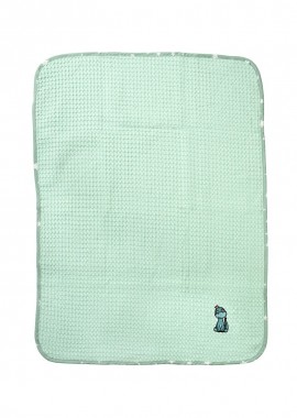 Κουβέρτα Πικέ Με Κέντημα bebe Dinosaur 182 80X110 Mint 100% Cotton