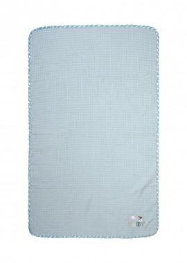 Κουβέρτα Πικέ Με Κέντημα bebe Stork 191 80X110 Sky Blue 100% Cotton