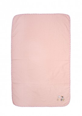 Dimcol - Κουβέρτα Πικέ Με Κέντημα bebe Stork 192 80X110 Pink 100% Cotton