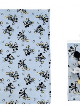 Disney Home - Λούτρινο Disney Home Σετ 2 Τεμ. bebe Mickey 29 Ύψος 25 cm +amp; Κουβέρτα Coral Fleece 75X100 cm Wathet Blue 100% Polyester