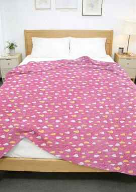 Dimcol - Κουβέρτα Fleece φωσφορίζουσα Hearts 175x225 Pink 100% Polyester
