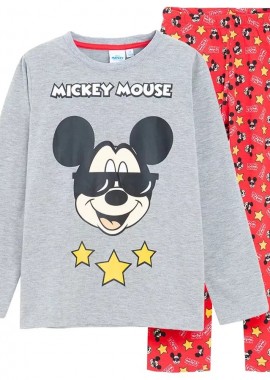 Παιδική Πιτζάμα Χειμωνιάτικη Βαμβακερή Disney Mickey Star Γκρι