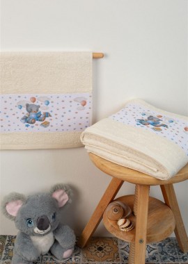 ΠΕΤΣΕΤΑ Με Ψηφιακή Εκτύπωση Σετ 2 τεμ bebe Studying Bear 39 30X50,70X140 Εκρού 100% Cotton Εκρού