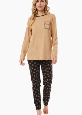 ΓΥΝΑΙΚΕΙΑ ΠΥΤΖΑΜΑ ΧΕΙΜΕΡΙΝΗ FLORAL-DOTS CAMEL 90-52058-233 Camel