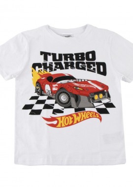 Hot Wheels - Hot Wheels Turbo Παιδικό Κοντομάνικο Μπλουζάκι Λευκό Λευκό
