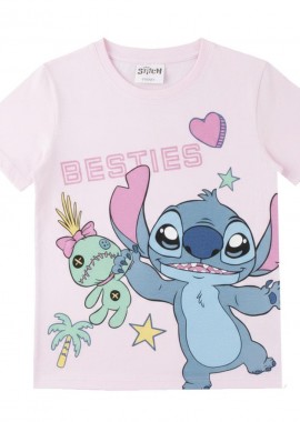 Disney Lilo and Stitch Παιδικό Κοντομάνικο Μπλουζάκι Ροζ Ροζ