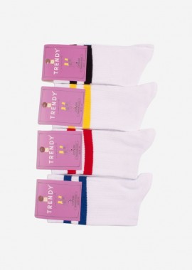 ΕΦΗΒΙΚΗ ΚΑΛΤΣΑ TWO STRIPES TRENDY ΛΕΥΚΟ PACK 4 ΤΕΜ Λευκό